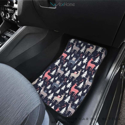 Deers Winter Christmas Pattern Front And Back Car Mats  Best Car Gift 2021