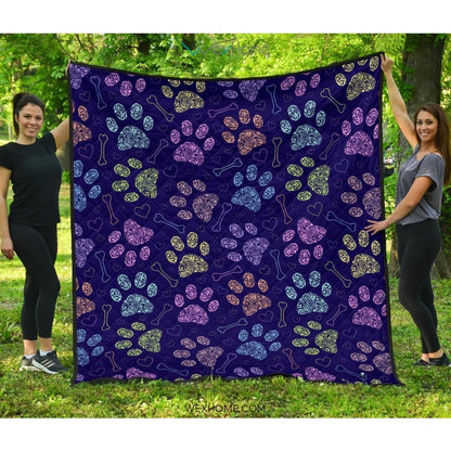 Dog Paws Pattern Print Design 02 Premium Quilt