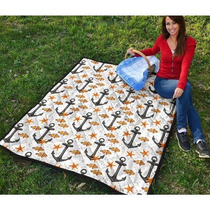 Clown Fish Pattern Print Design 02 Premium Quilt