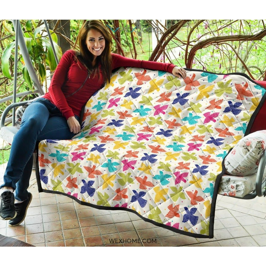 Pigeon Pattern Print Design 01 Premium Quilt