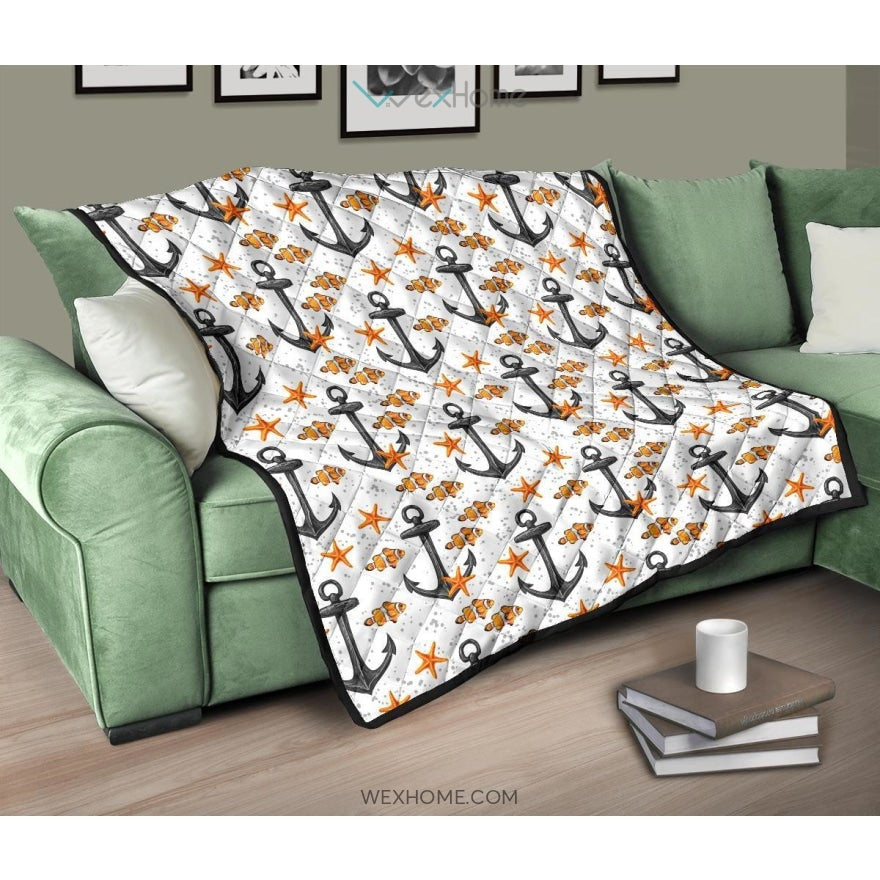 Clown Fish Pattern Print Design 02 Premium Quilt