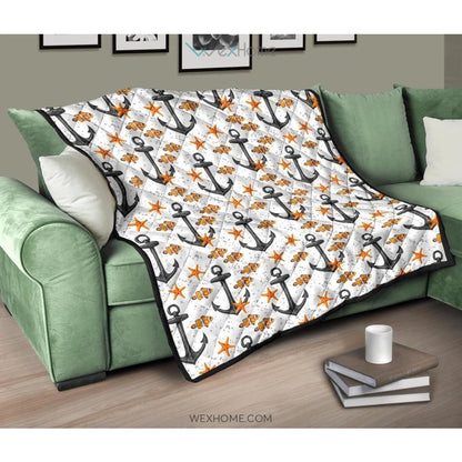Clown Fish Pattern Print Design 02 Premium Quilt