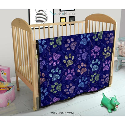 Dog Paws Pattern Print Design 02 Premium Quilt