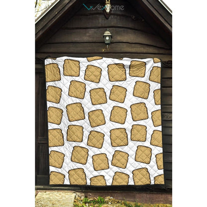 Bread Toast Pattern Print Design 03 Premium Quilt