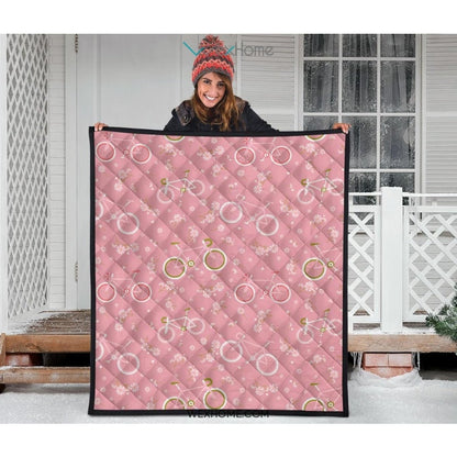 Bicycle Pattern Print Design 02 Premium Quilt