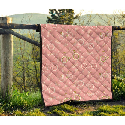 Bicycle Pattern Print Design 02 Premium Quilt