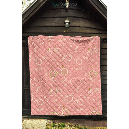 Bicycle Pattern Print Design 02 Premium Quilt