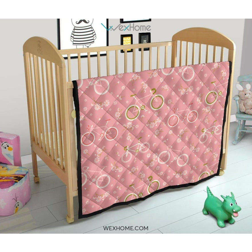 Bicycle Pattern Print Design 02 Premium Quilt