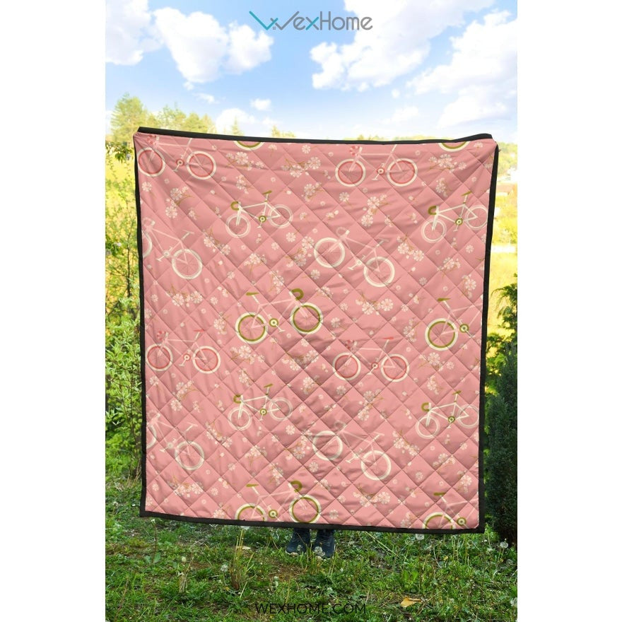 Bicycle Pattern Print Design 02 Premium Quilt