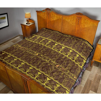 Egypt Hieroglyphics Pattern Print Design 03 Premium Quilt