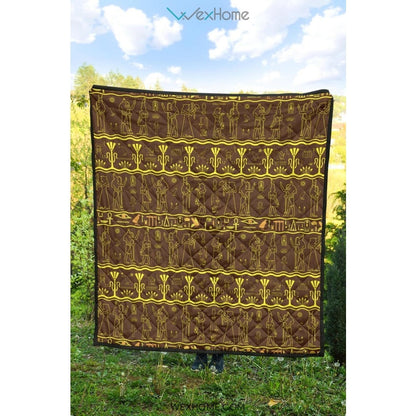 Egypt Hieroglyphics Pattern Print Design 03 Premium Quilt