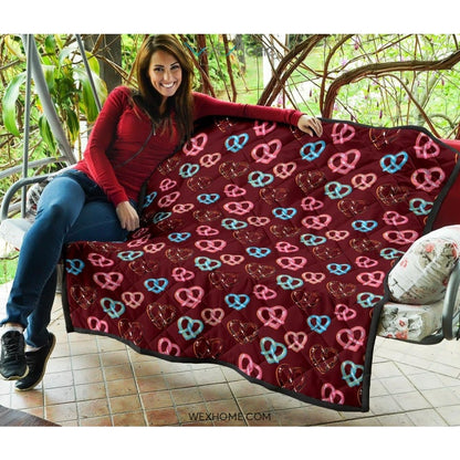Pretzels Pattern Print Design 05 Premium Quilt