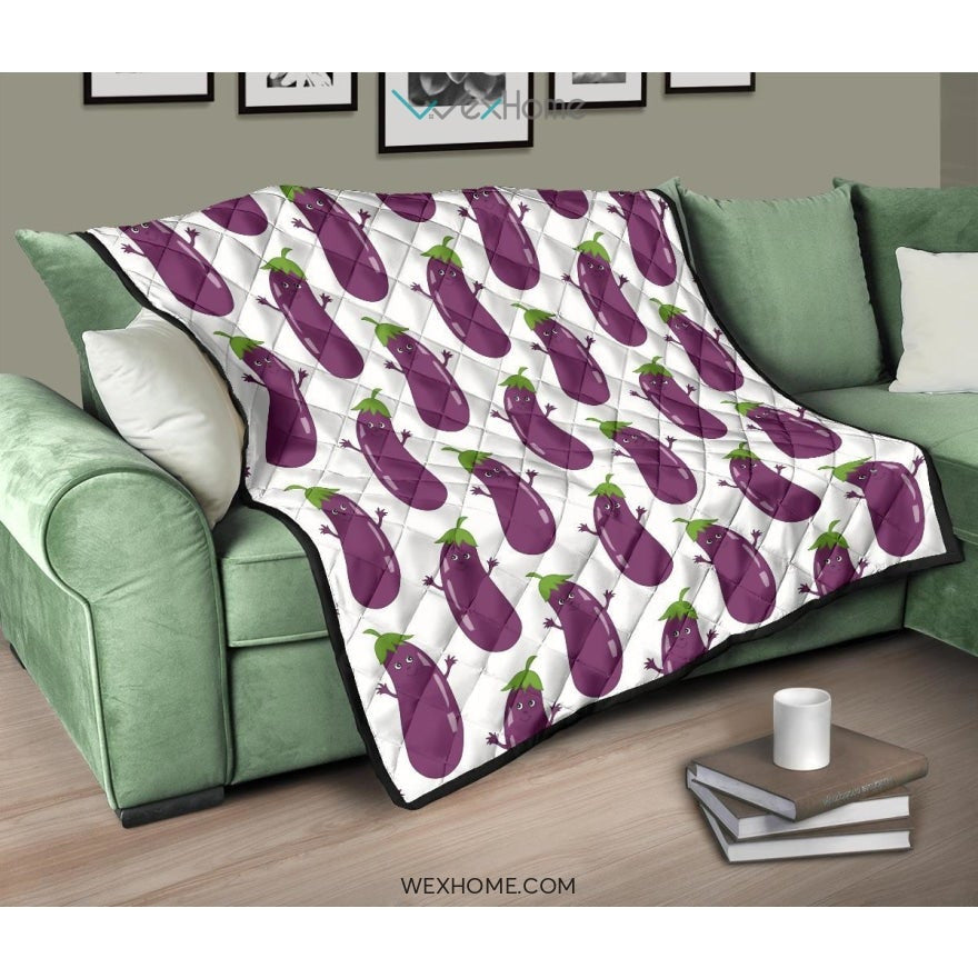 Eggplant Pattern Print Design 01 Premium Quilt