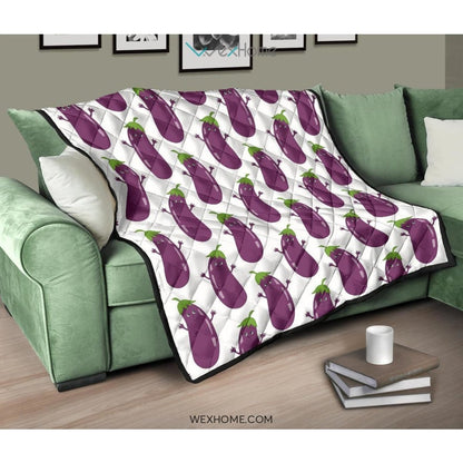 Eggplant Pattern Print Design 01 Premium Quilt