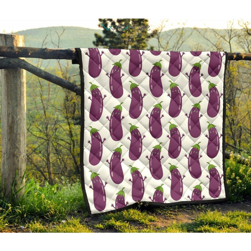 Eggplant Pattern Print Design 01 Premium Quilt