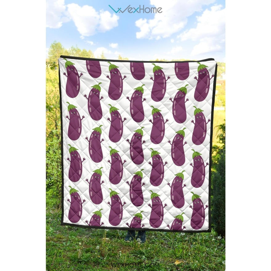 Eggplant Pattern Print Design 01 Premium Quilt