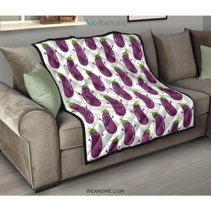 Eggplant Pattern Print Design 01 Premium Quilt