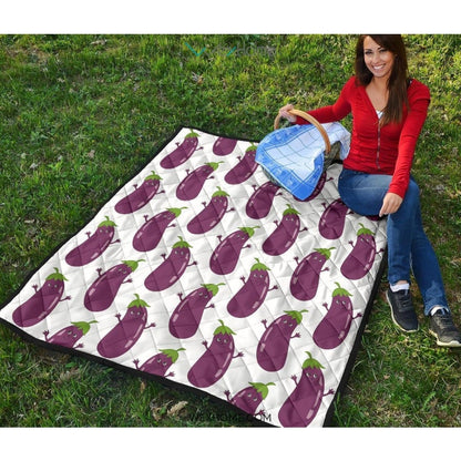 Eggplant Pattern Print Design 01 Premium Quilt