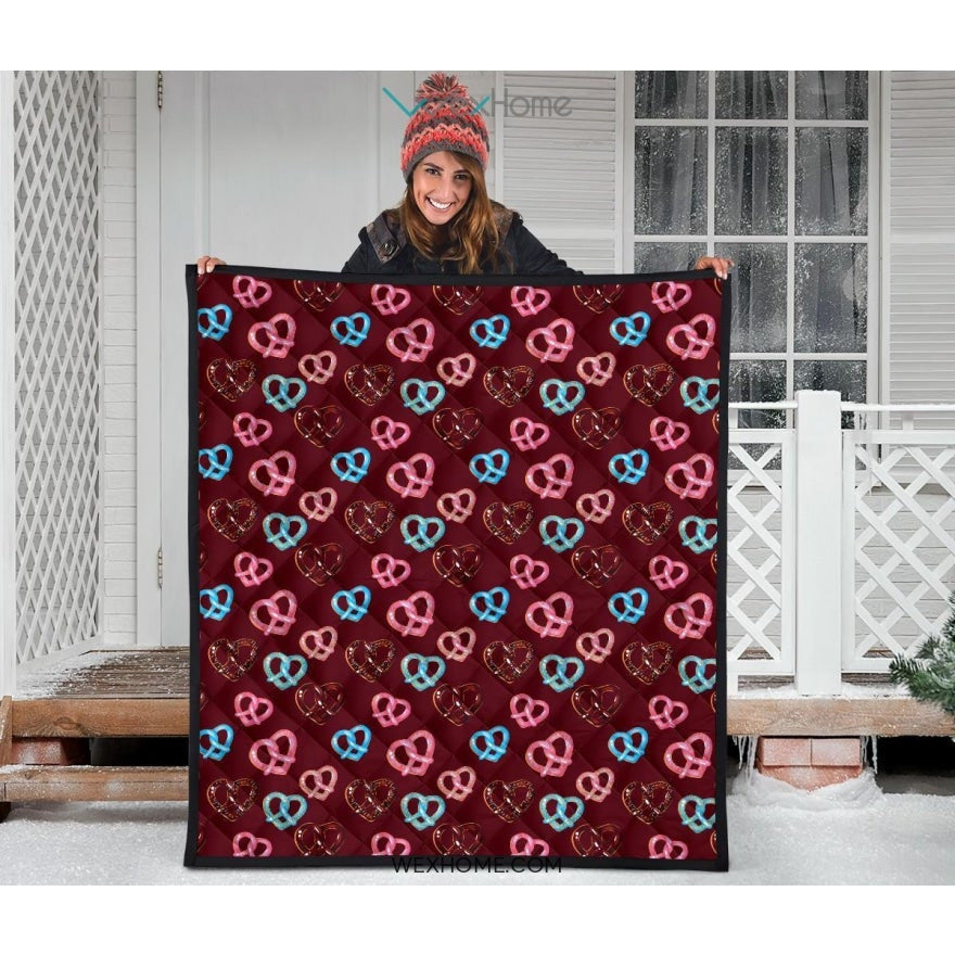 Pretzels Pattern Print Design 05 Premium Quilt