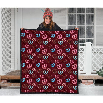 Pretzels Pattern Print Design 05 Premium Quilt