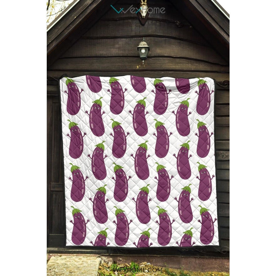 Eggplant Pattern Print Design 01 Premium Quilt