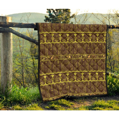 Egypt Hieroglyphics Pattern Print Design 03 Premium Quilt