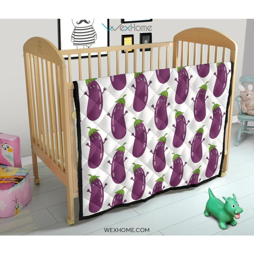 Eggplant Pattern Print Design 01 Premium Quilt