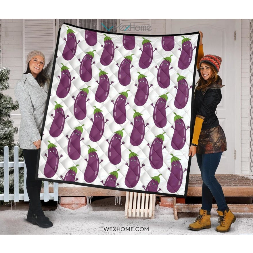 Eggplant Pattern Print Design 01 Premium Quilt