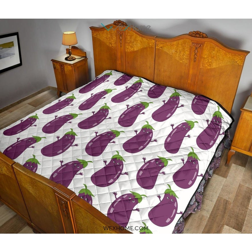 Eggplant Pattern Print Design 01 Premium Quilt