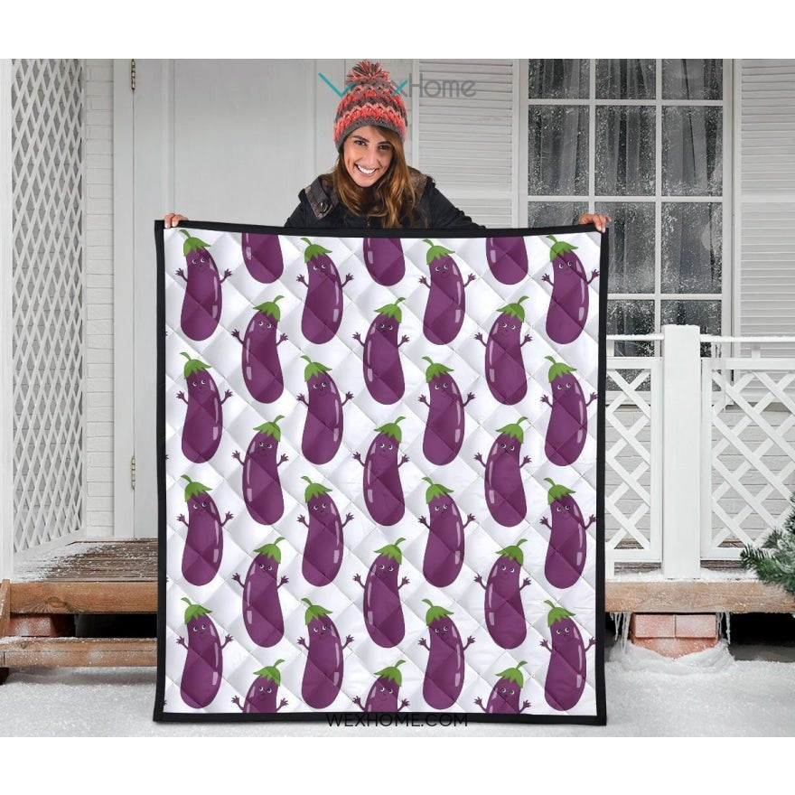 Eggplant Pattern Print Design 01 Premium Quilt