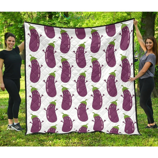 Eggplant Pattern Print Design 01 Premium Quilt