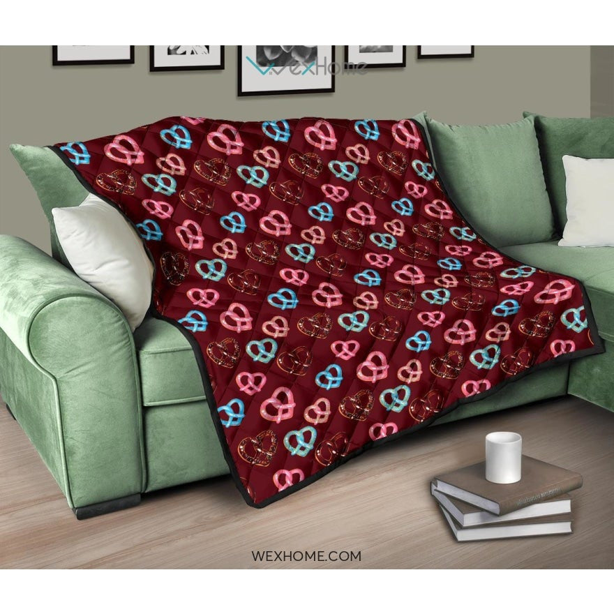 Pretzels Pattern Print Design 05 Premium Quilt