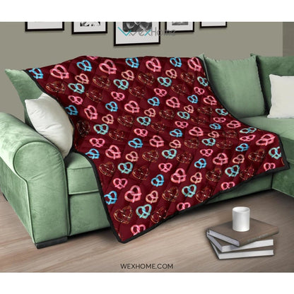Pretzels Pattern Print Design 05 Premium Quilt