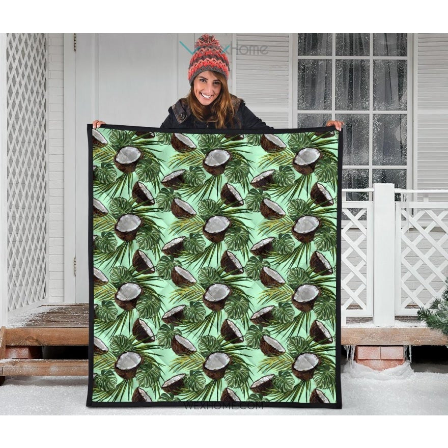 Coconut Pattern Print Design 02 Premium Quilt