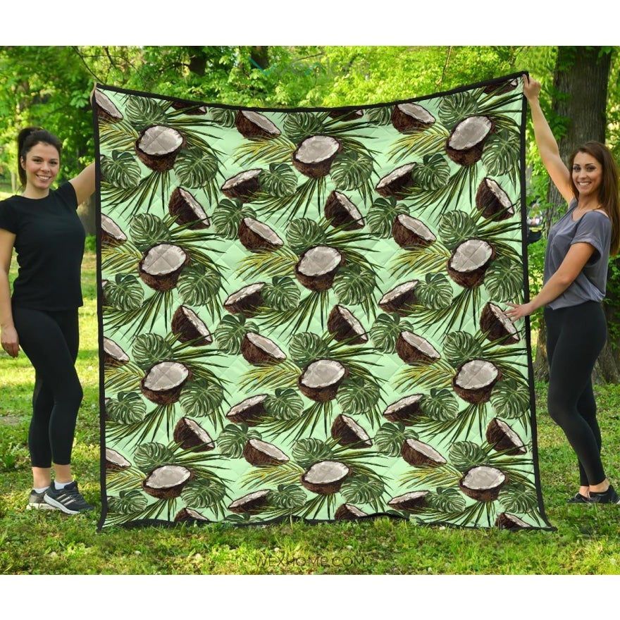 Coconut Pattern Print Design 02 Premium Quilt
