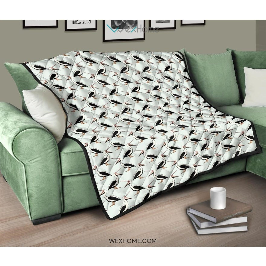 Pelican Pattern Print Design 02 Premium Quilt