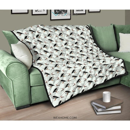 Pelican Pattern Print Design 02 Premium Quilt