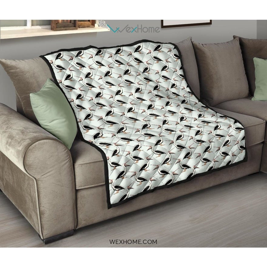 Pelican Pattern Print Design 02 Premium Quilt