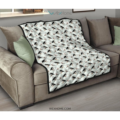 Pelican Pattern Print Design 02 Premium Quilt