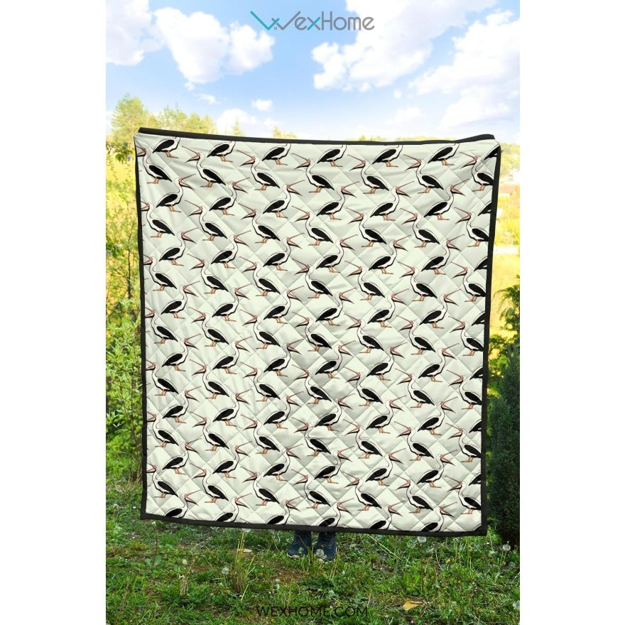 Pelican Pattern Print Design 02 Premium Quilt