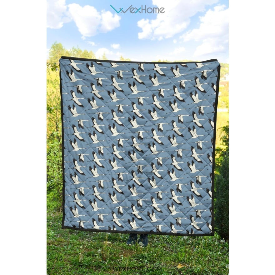 Seagull Pattern Print Design 04 Premium Quilt