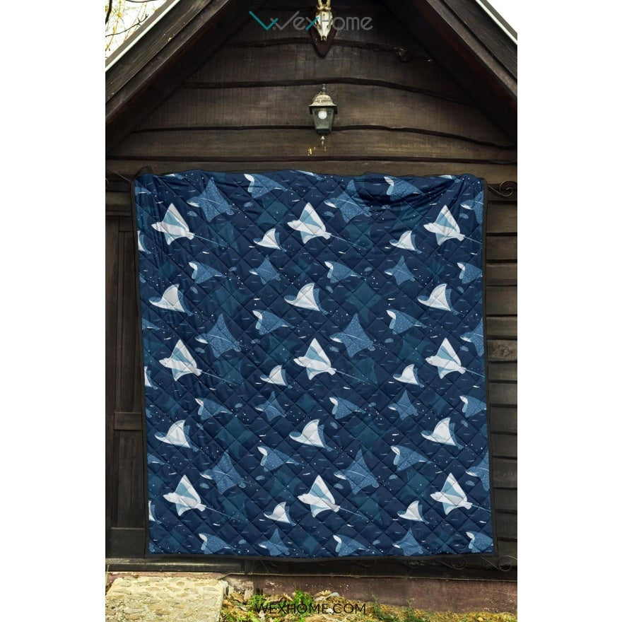 Stingray Pattern Print Design 04 Premium Quilt