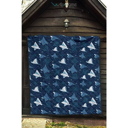 Stingray Pattern Print Design 04 Premium Quilt
