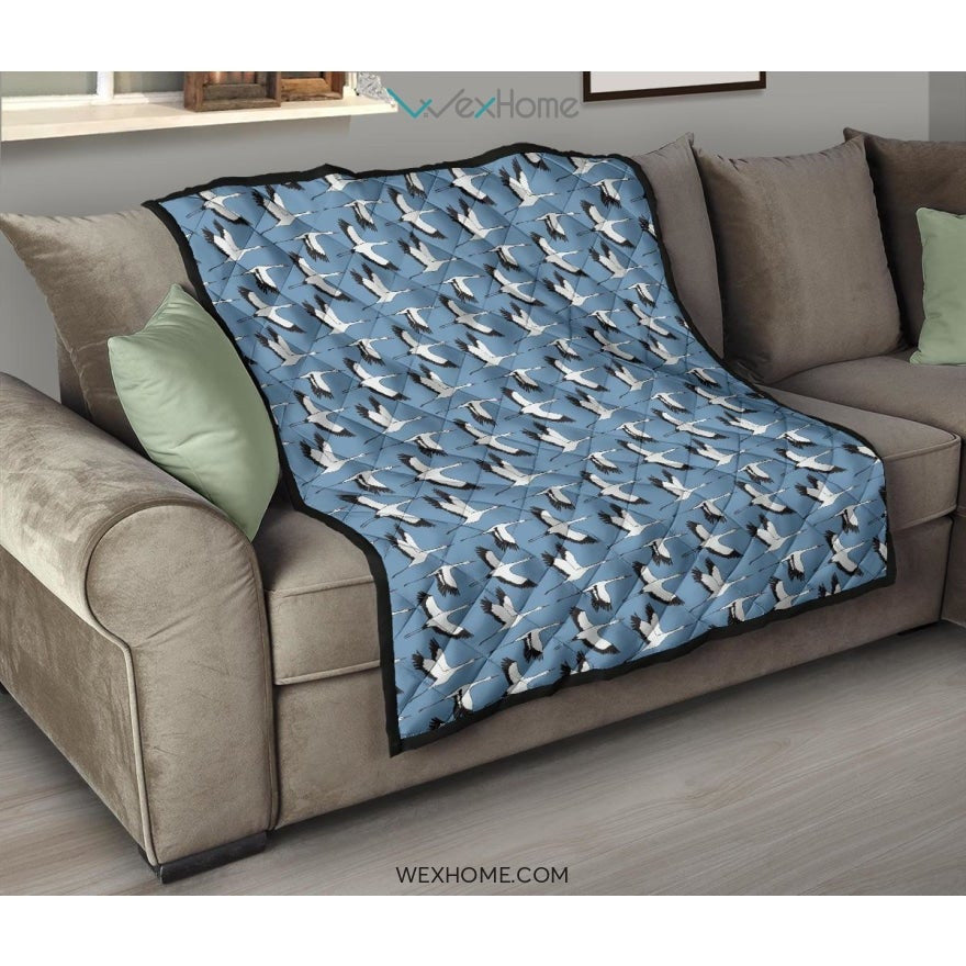 Seagull Pattern Print Design 04 Premium Quilt
