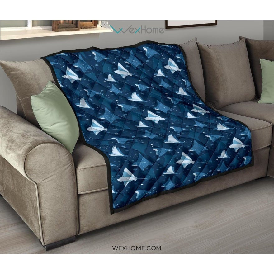 Stingray Pattern Print Design 04 Premium Quilt