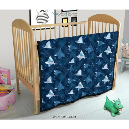 Stingray Pattern Print Design 04 Premium Quilt
