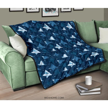 Stingray Pattern Print Design 04 Premium Quilt