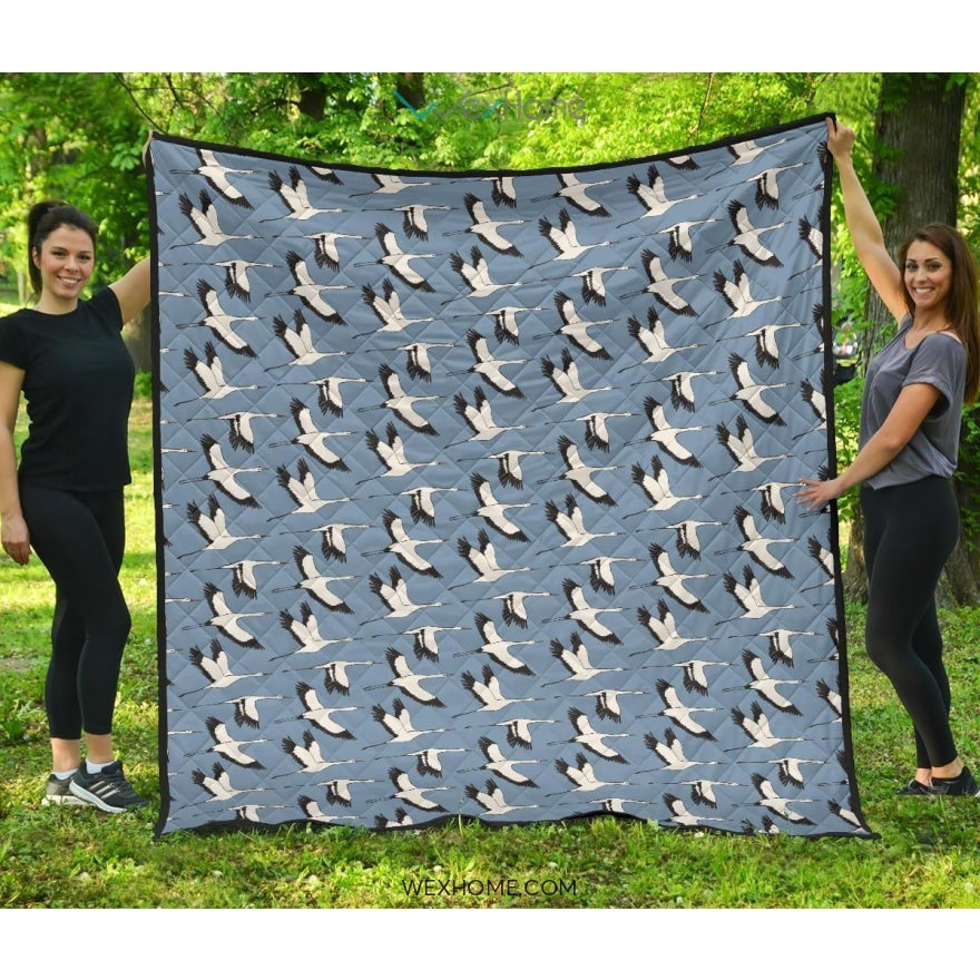 Seagull Pattern Print Design 04 Premium Quilt