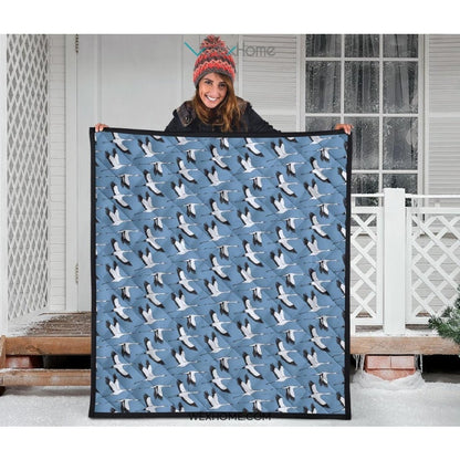 Seagull Pattern Print Design 04 Premium Quilt