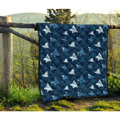 Stingray Pattern Print Design 04 Premium Quilt